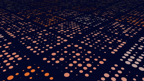 dynamic grid of overlapping orange and brown dots on dark background