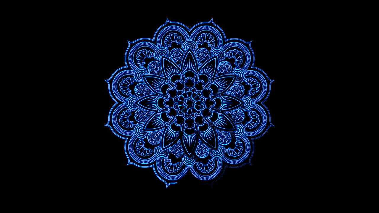 mandala abstract ornamento multicolor de neón línea de movimiento. 4k patrón de video mandala de la india.