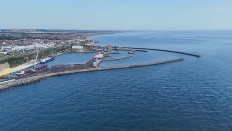 Drone aerial view Seaham seaside town in County Durham, England. Located on the Durham Coast north east england uk british city