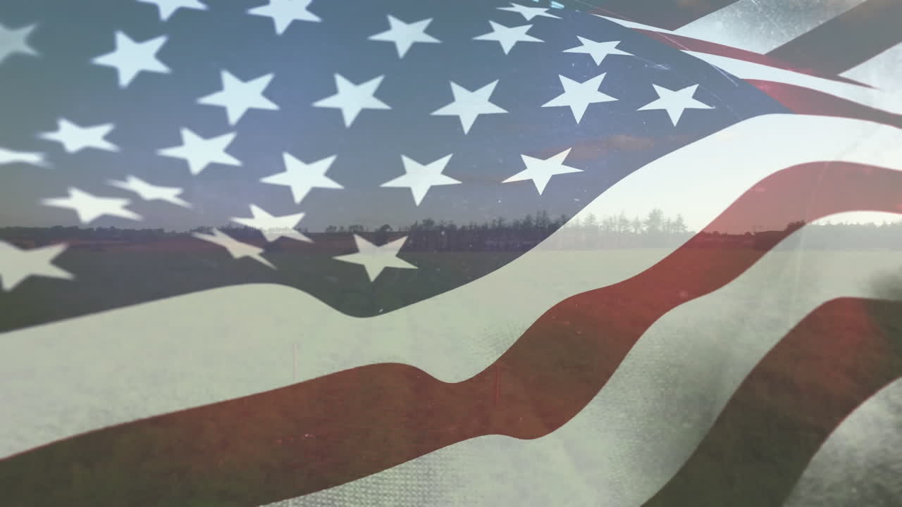 bandera estadounidense en el campo