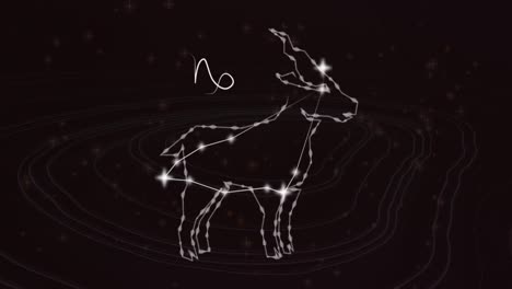 Animación-Del-Signo-Zodiacal-Capricornio-Con-Estrellas-Brillantes