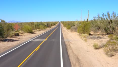 Antena-4K-Del-Paisaje-Desértico-Con-Cactus-En-El-Parque-Nacional-Saguaro,-En-Tucson,-Arizona,-EE.-UU.