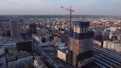 Building-under-construction-in-city-of-Lyon,-France