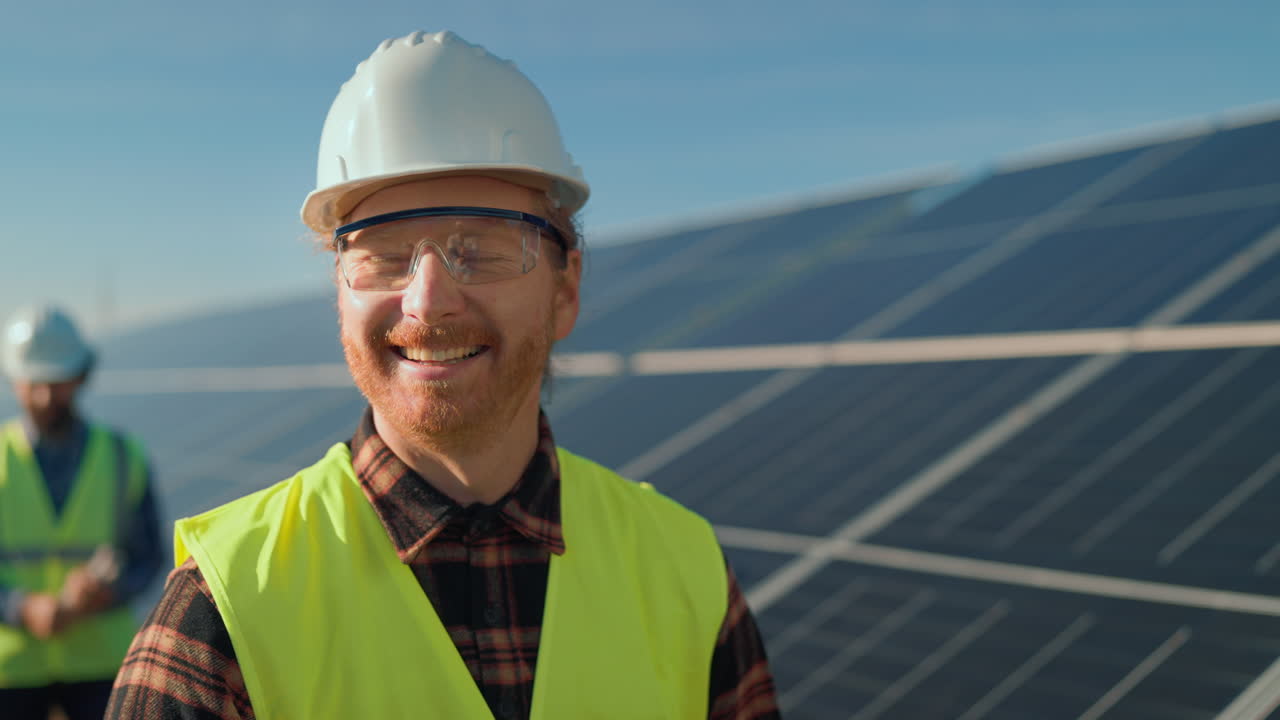 Engineers working on a solar farm