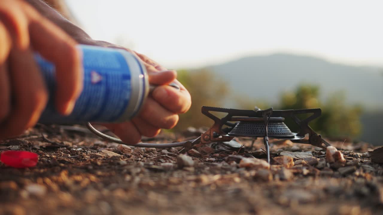 Setting up a Camp Stove Outdoors