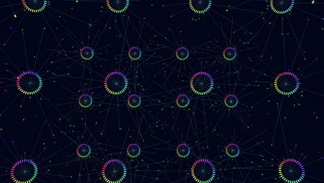 glowing circle network colorful seamless pattern with connected circles and lines