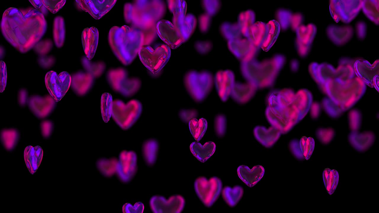 발렌타인 데이 다이아몬드 심장은 떨어지고 검은색에 회전합니다.