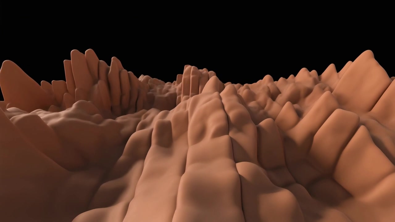 Abstraktní 3D terénní povrch pohybující se ve vlnách