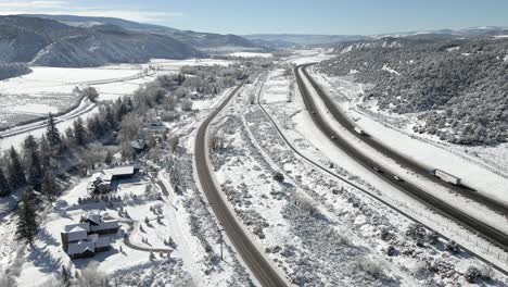 aerial footage along interstate 70, the eagle river and the grand army of the republic highway