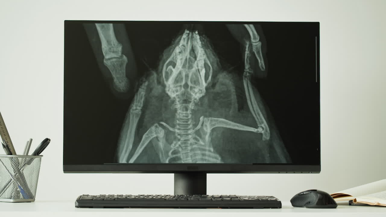 Vet Examining X-Ray of Bird