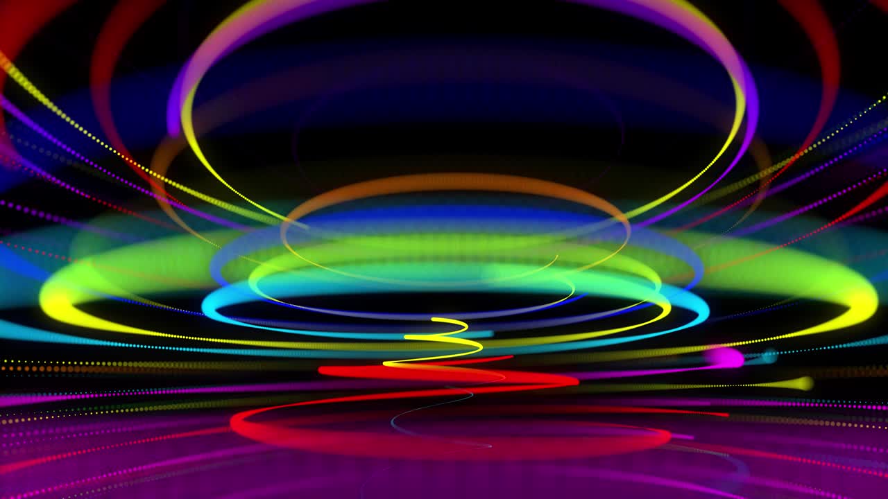 estilo creativo fondo abstracto en 4k. líneas de color girando en espiral volar a lo largo de la ruta giratoria. diseño de movimiento bg de partículas que dan forma a líneas, hélice y estructuras abstractas. render 3d