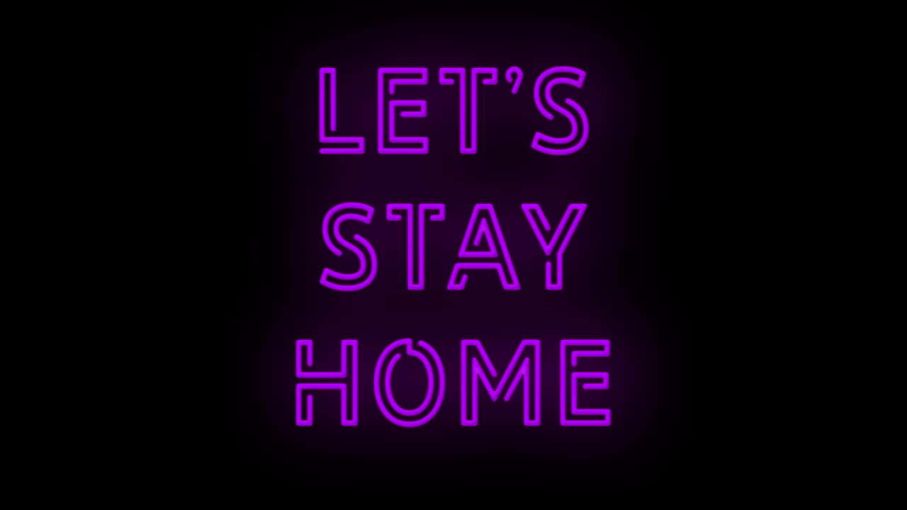 parpadeo rosa-púrpura, quedémonos en casa, señal de encendido y apagado con parpadeo