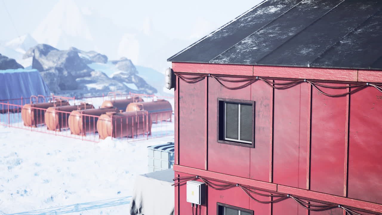 estación meteorológica polar en la orilla del mar