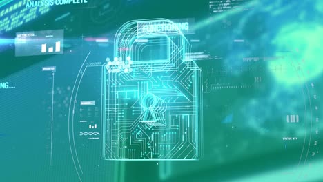 animación del icono digital y procesamiento de datos en la interfaz