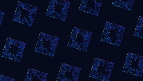 A striking geometric design featuring blue triangles forming a diamond pattern set against a black backdrop, creating a visually appealing and modern aesthetic