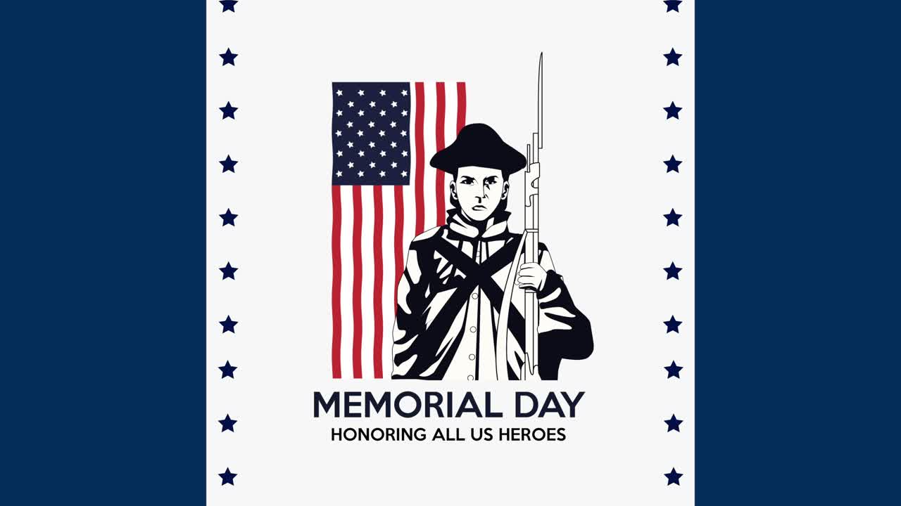 해피 메모리얼 데이 레터링: 군인과 발을 매달아