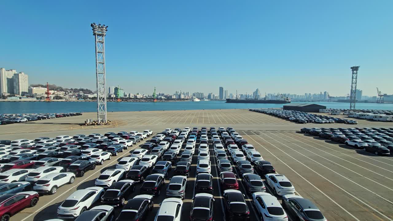 RO-RO, Car Terminal At The Port of Wolmi Island In Incheon, South Korea. - wide shot