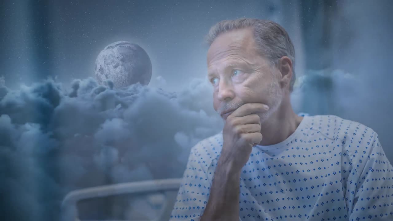 Digital animation of senior patient in hospital 4k