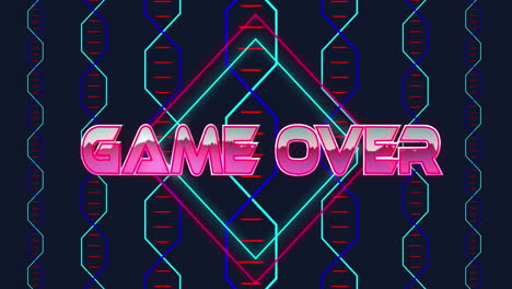 animación del juego sobre texto sobre formas de neón sobre fondo negro