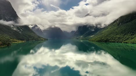 beautiful nature norway natural landscape lovatnet lake.