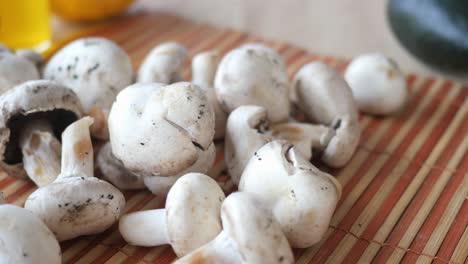 close up of fresh white mushrooms