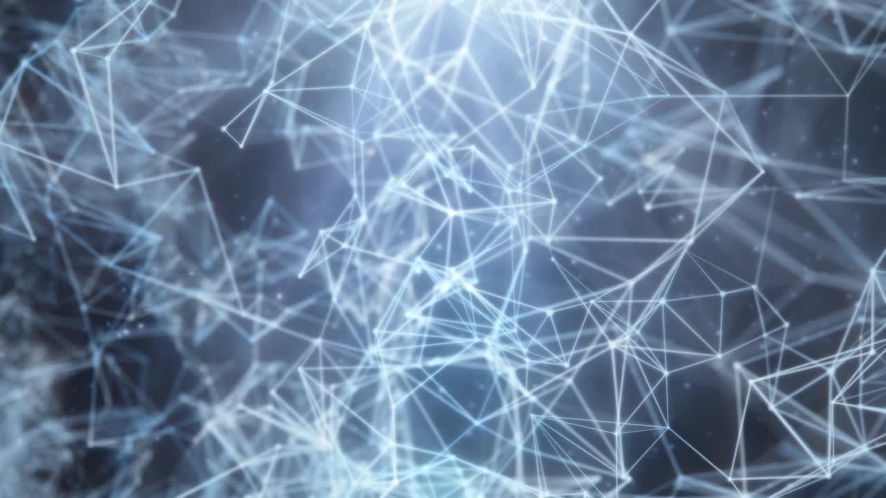 Futuristic Network Connection of Data and Glowing Geometric Plexus - 4K Seamless Loop Motion Background Animation