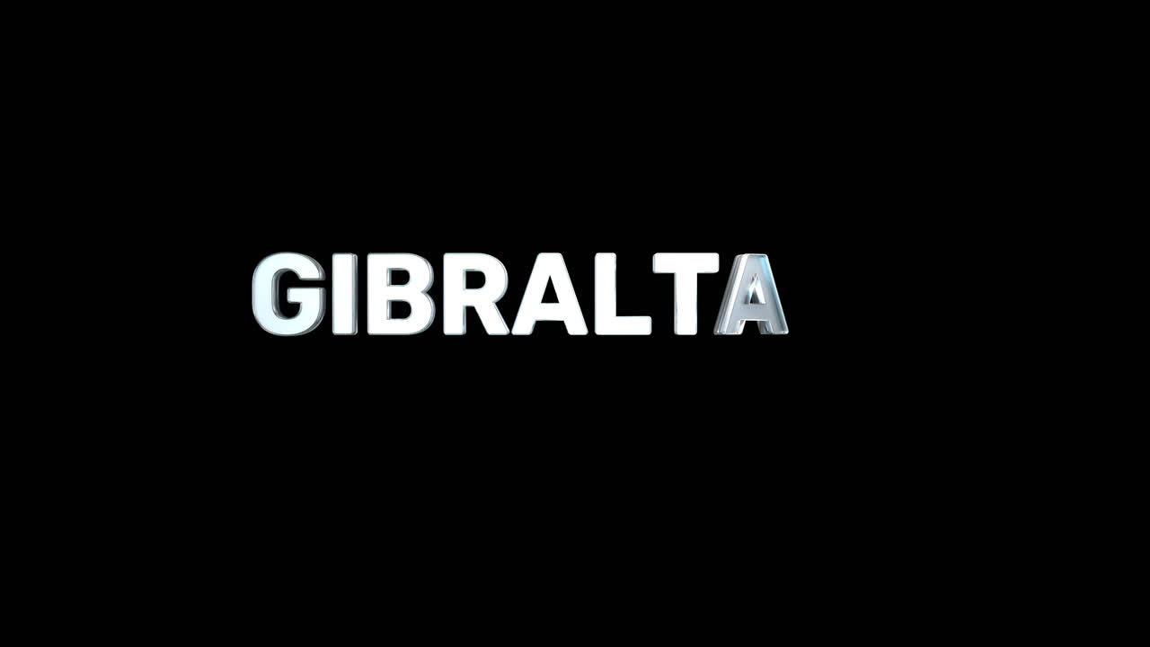 un texto 3d plateado de alta calidad y suave de la ciudad capital "gibraltar"