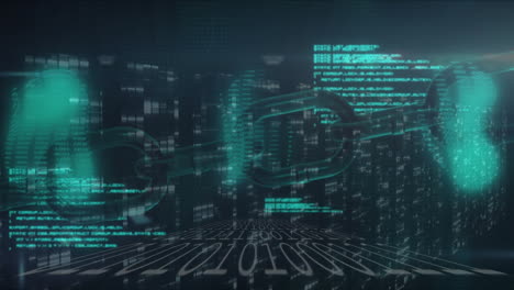 animación del procesamiento de datos a través de la cadena