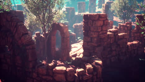 ruinas cerca de piedras rocosas rojas