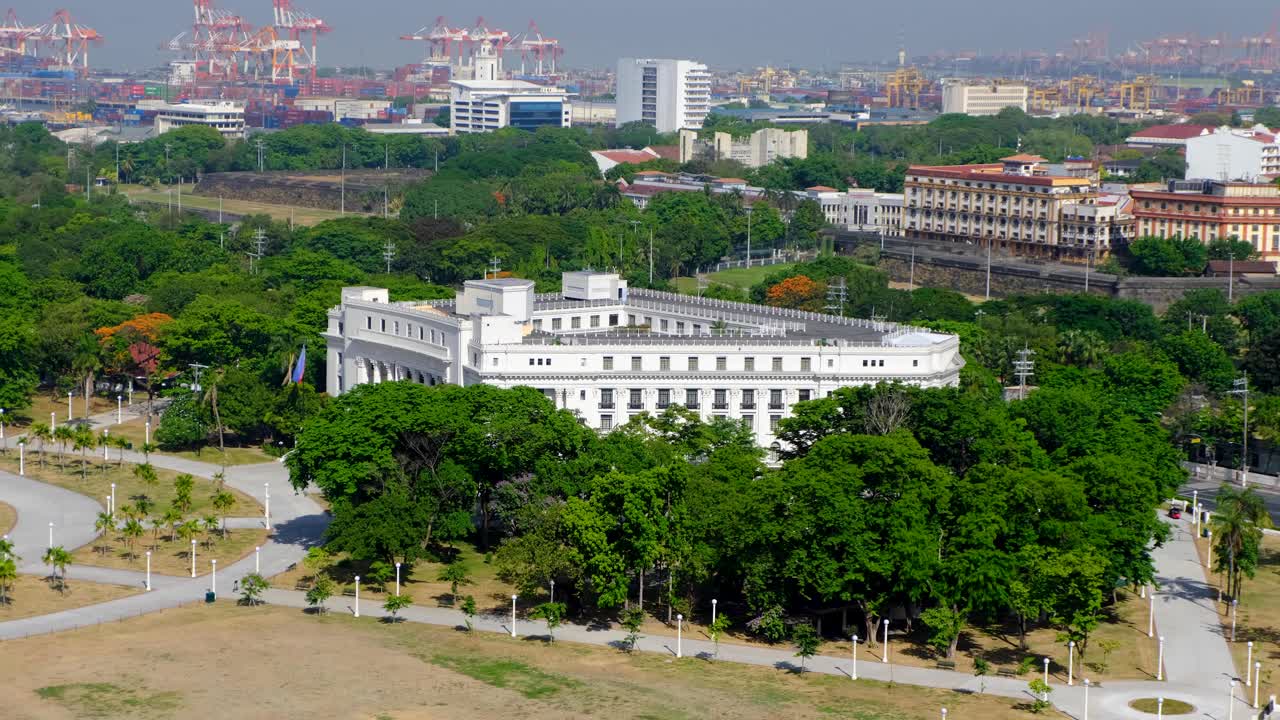Aerial view of National Museum of Anthropology within Rizal Park known as Luneta Park in capital city Manila Philippines