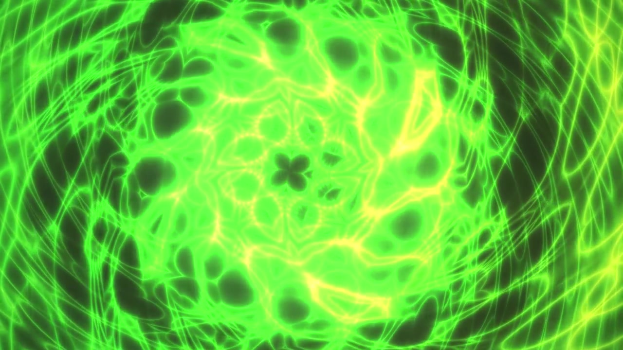 Dynamisch groen neon caleidoscoop wervelend abstract patroon