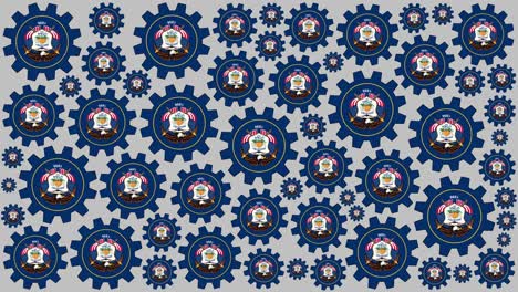 utah us state flag gears spinning background