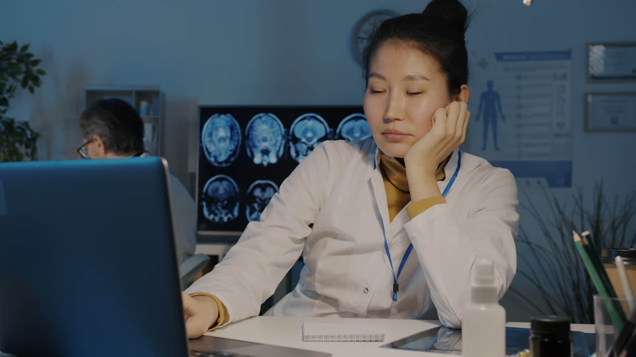 Doctor Working Late at Night