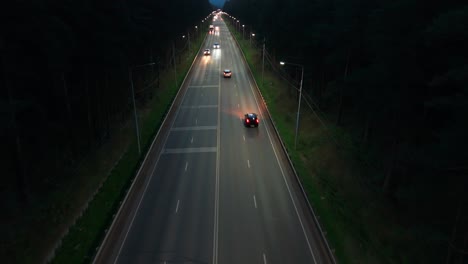 night highway through forest