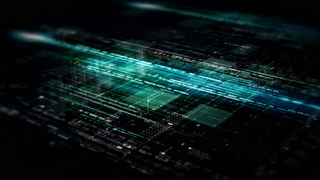 matriz de datos de flujo de desenfoque abstracto futurista, meta, metaverso, telemetría y visualización de números cifrados con simulación de partículas en el entorno del ciberespacio para el fondo de visualización frontal