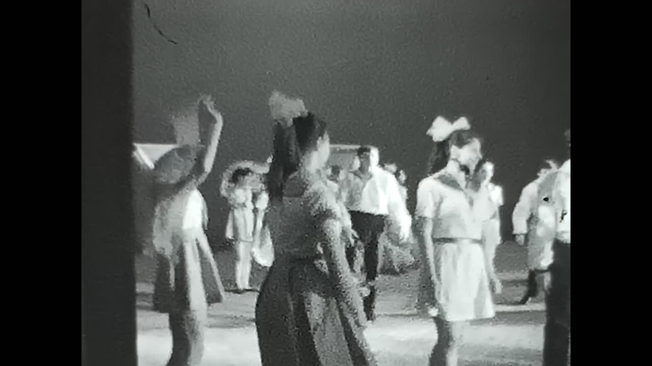 A Vintage Black and White Video of a Soviet children Dancing in the USSR. CIRCA USSR 1970: A Vintage Black and White Video of a Soviet children Dancing in the USSR