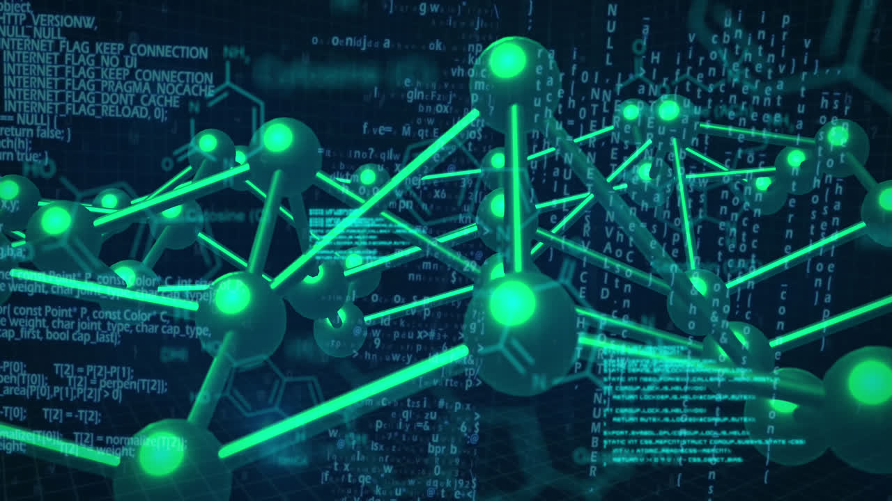 Animation of data processing over chemical formula