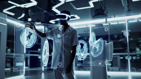medical professional using vr technology for medical imaging