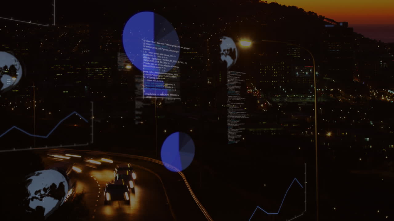 Animazione di elaborazione di statistiche e dati su paesaggio