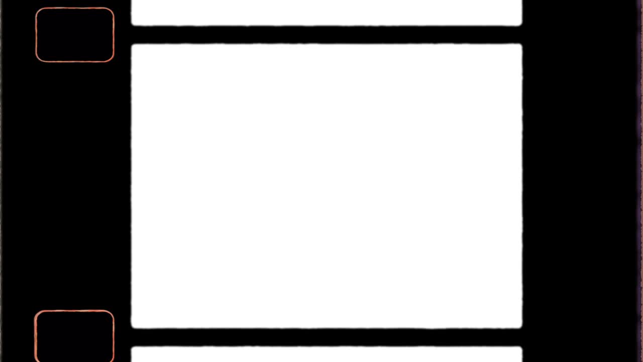 marco de película de 16 mm con agujero de engranaje y flare en el borde de la película