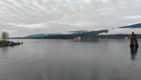 various drone shots around barnet marine park in burnaby, british columbia, canada