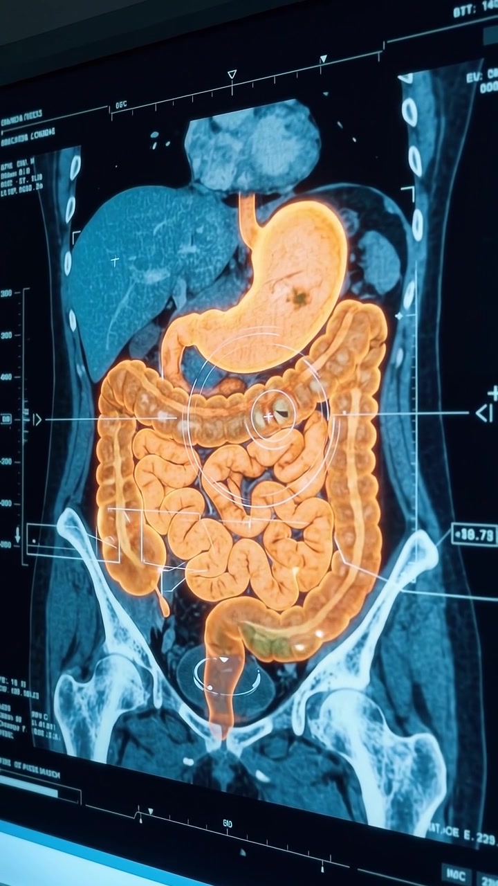 Medical CT Scan Showing Human Digestive System Anatomy