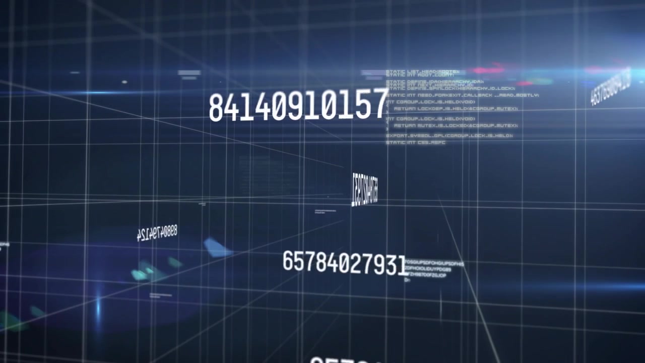 3D grid opening initiating floating numbers, code blocks shifting toward user guiding data flow