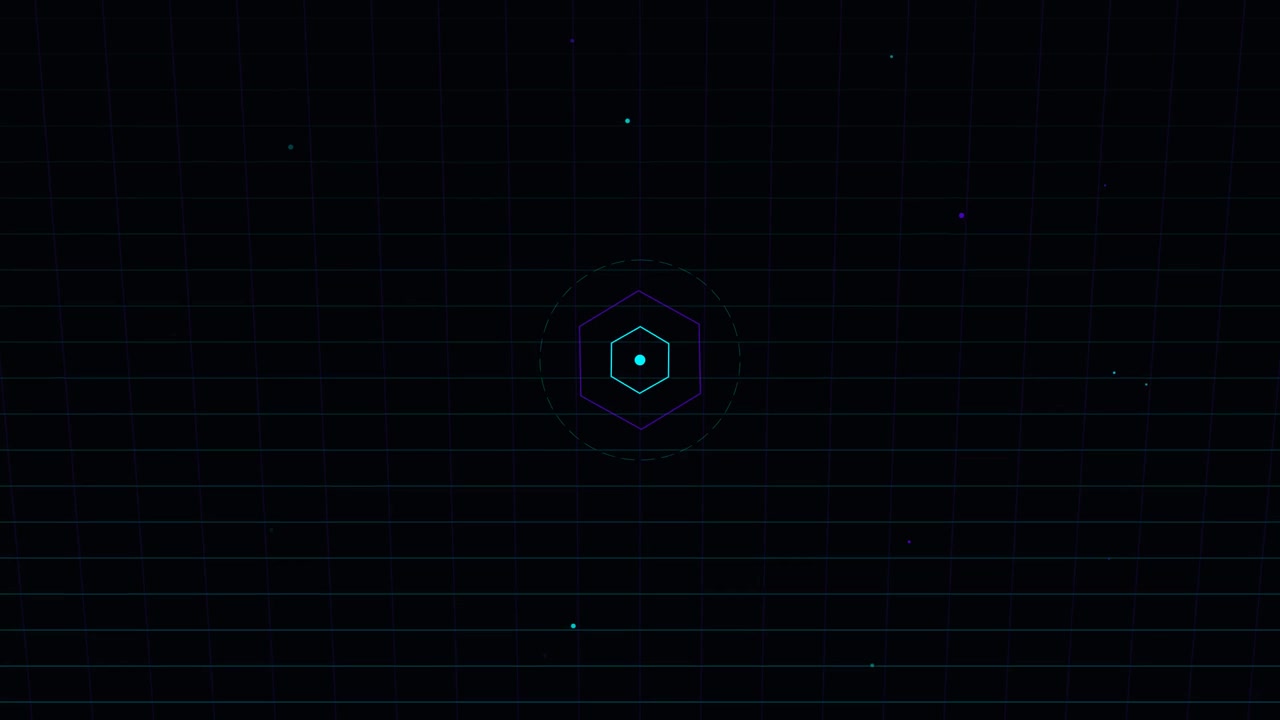 Abstract Digital Hexagon Graphic Animation on Dark Grid Background