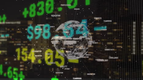 animación del procesamiento de datos financieros en todo el mundo