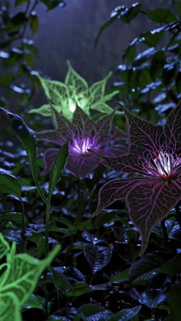 glowing flowers in a dark forest
