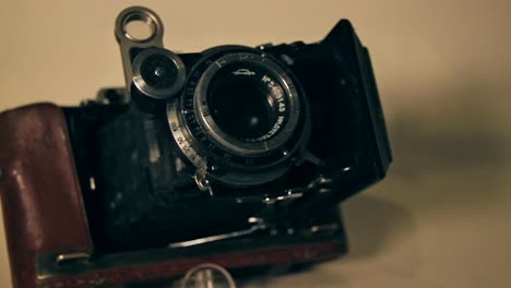 Close-Up-of-The-Folding-Vintage-Soviet-Photo-Film-Camera-Moskva