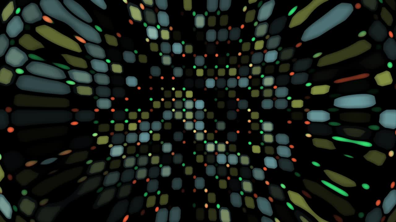 Abstract distorted animated pattern with glowing elements. Simple animation in seamless loop geometric background