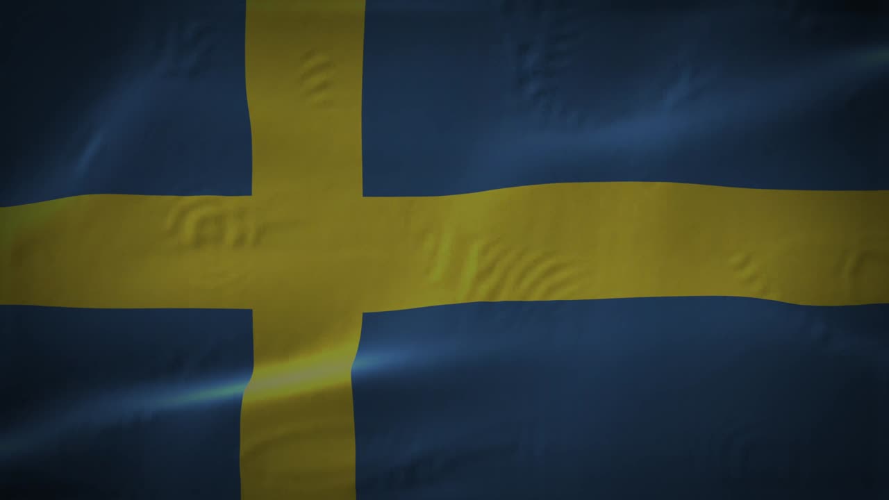 4k에서 고품질 텍스처로 바람에 흔들리는 스웨덴 국기 스웨덴 국기