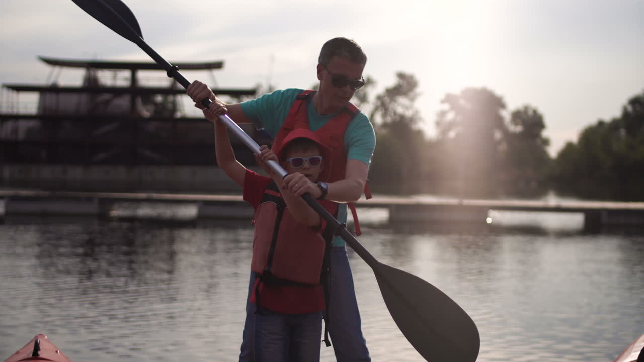 Father and Son Kayaking Lesson